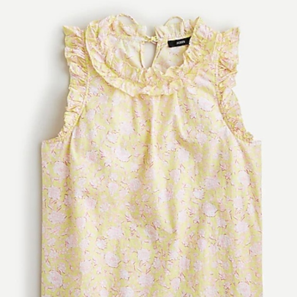 JCrew Ruffle-trim top in rose vines